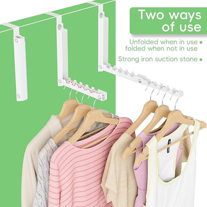 2 Pack Over The Door Hooks,Over The Door Clothes Hanger with 10 Ridges,Space-Saving Over The Door Drying Rack,Door Hooks for Hanging Clothes,Larger Capacity Over The Door Hanger White