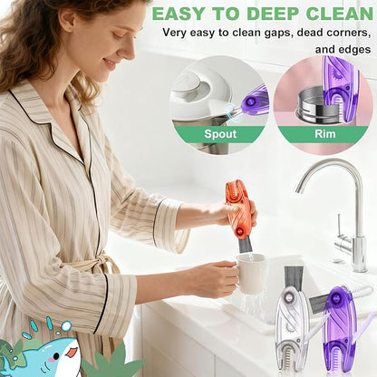4 in 1 Cup Lid Cleaning Brush, Portable Water Bottle Brush, Multifunctional Cup Lid Cleaner Brush Set for Tight Spaces, Bottle Gaps, Tumblers, Travel Mug Caps(3 PCS)