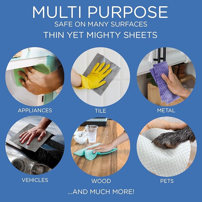 Swedish Dishcloths for Kitchen XL, 12 Sheet Roll, Biodegradable & Compostable, Reusable Paper Towel Cleaning Cloths, 11" x 10", No Odor, Washing Dishes, Ultra Absorbent Cellulose Sponge Towel, By LOLA