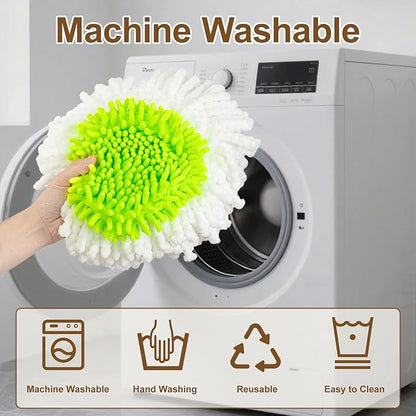 6 Pack Mop Heads Replacement for Ocedar EasyWring 1 Tank Spin Mop System,Include 2 Microfiber Spin Mops Replace Head&2 Chennile Mops Head Machine Washable with Scrubber Mopp Head and Base for Cleaning