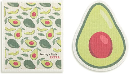 DEMDACO Reusable Biodegradable Kitchen Cleaning Dish Cloth from Design Serving Collection 6 x 7 Inch Cotton Blend Feeling Extra Avocado Assorted Set of 2