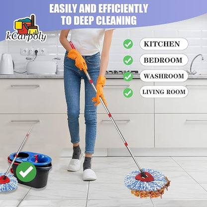 6 Pack Spin Mop Heads Replacements Compatible for O ceda RinseClean 2 Tank System, Microfiber Mop Refills Head for 4.33in Core,Easy to Replace and Deep Cleaning
