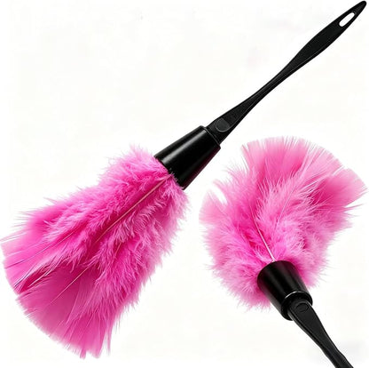 2 PCS 14 Inch Turkey Feather Duster, Gentle Style Dusting Tool for Home/Office Delicate Surfaces (Green)