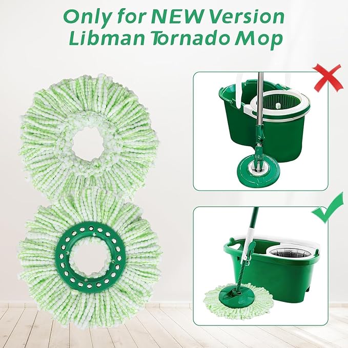 Mop Head Replacement for Libman Tornado Spin Mop System, Resuable Microfiber Mop Refill Pad, Easy to Replace, Machine Washable（5 Pack）