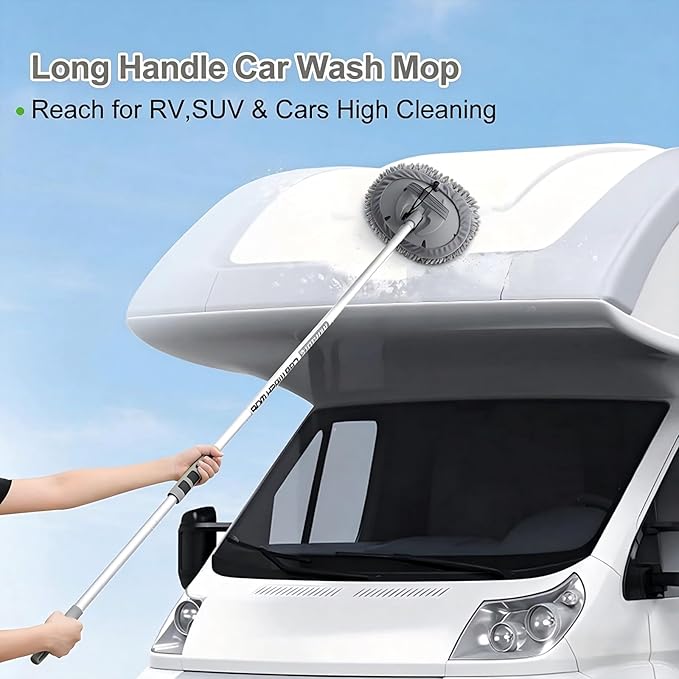 12Pcs Car Wash Kit, 62'' Car Wash Brush with Long Handle Microfiber Carwash Brush Mop Mitt Kit Car Car Washing Supplies Cleaning Kit for Cars RV SUV Truck Boat