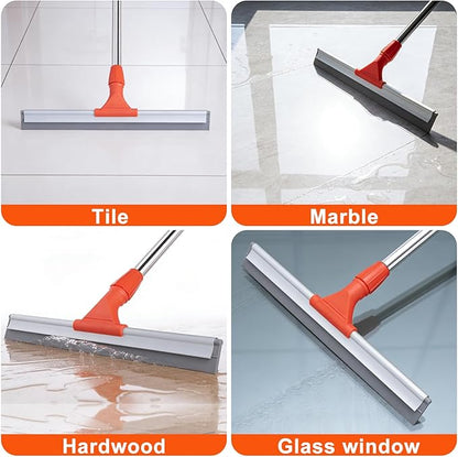 ITTAR Floor Squeegee with 60" Stainless Steel Handle, 17.2" Silicone Blade Floor Scrubber for Bathroom, Shower, Garage, Tile, Window and Water Removal