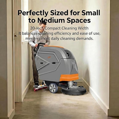 N3 20" Walk-Behind Floor Scrubber - Complete Kit with 3 Brushes & 4 Rubber Lips Sets, Replaceable Consumables, 31" Squeegee, 11-Gallon Solution Tank, 190 RPM, User-Friendly