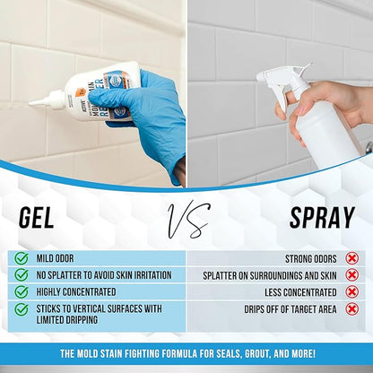 ACTIVE Mold Stain Remover and Jetted Tub Cleaner - Includes 7oz Mold Stain Remover Gel and 32oz Jetted Bathtub Cleaning Solution