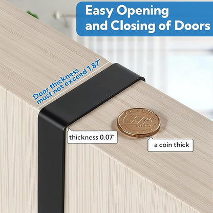 2 Pack Broom Holder Door Mount Black Broom Closet with 2 Over Door Hooks Over the Door Broom and Mop Holder Broom and Mop Organizer Wall Hanging with 4 Racks and 4 Hooks for Laundry Garage Closet Home