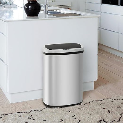PayLessHere | 13 Gallon Stainless Steel Trash Can | Steel | Automatic Touchless Lid with Motion Sensor | Kitchen Garbage Can with Waterproof Design | for Home, Office, Bathroom | Pack of 1