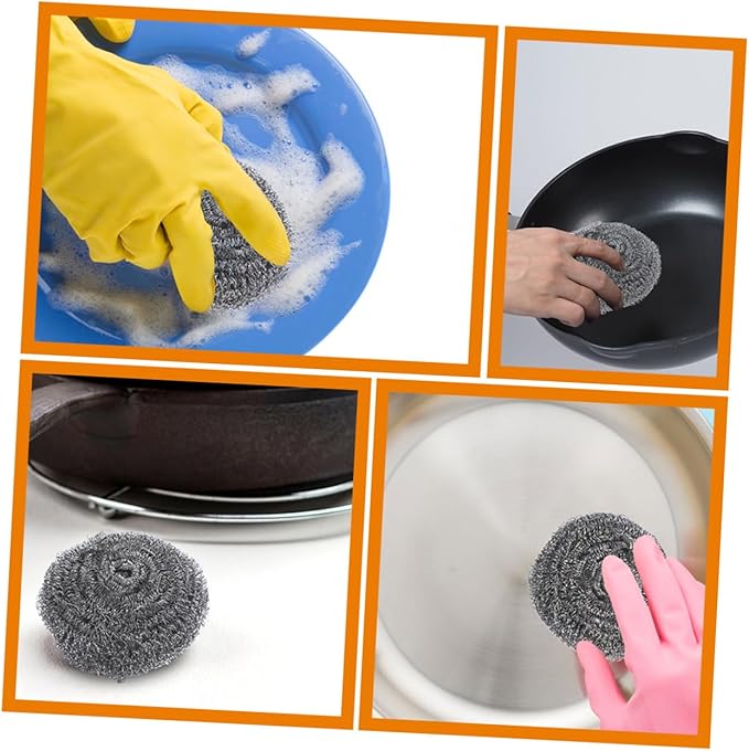 PRETYZOOM 15pcs Stainless Steel Pot Scrubber Set Heavy Duty Steel Wool Balls for Kitchen Cleaning Dishwashing Scouring Pads for Pots Pans and Grills