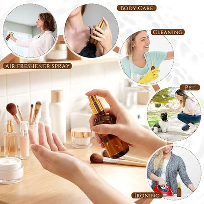 Tessco for you 20 Pcs Glass Spray Bottles Empty Perfume Atomizer Refillable Clear Decorative Empty Bottles with Fine Mist Sprayer Pump for Face Body Travel (Gold Brown,2 oz)