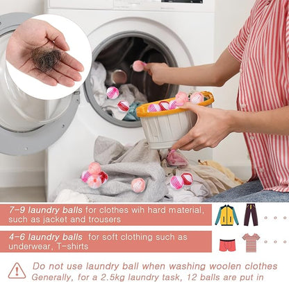 Blulu 12 Pieces Pet Hair Remover for Laundry Dryer Balls Reusable Washing Machine Hair Catcher Pet Dog Cat Catcher Lint Remover (Pink Set)