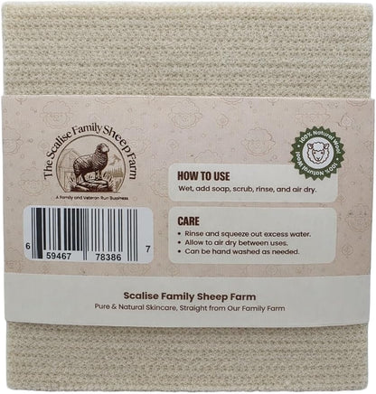 Scalise Family Sheep Farm Wool Dish Sponge 5"x5" – Natural Sponge Dish Non Scratch | Organic Kitchen Sponges for Sink Cleaning | Long Lasting Wool Scrubber for Kitchen