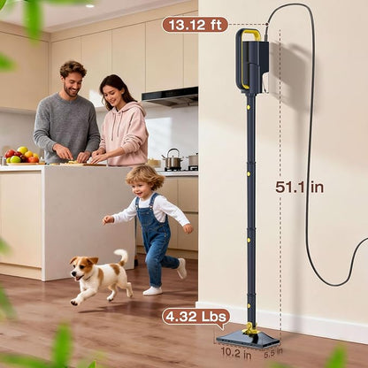 Steam Mop with Detachable Handheld Steam Cleaner, 10-in-1 Multi Accessories, Quick 10s Heat, 350ml and 2-Level Steamer for Cleaning Floor, Carpet, BBQ Grill, Tile, and Grout, Gray