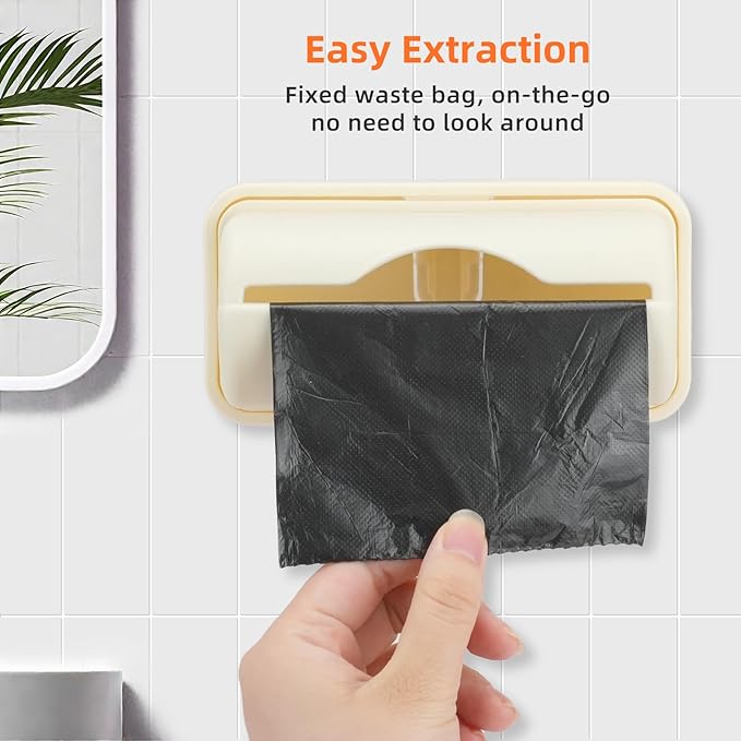 JINGIHE 4 Pcs Trash Bag Holder with 200 Garbage Bags, Adhesive Space-Saving Plastic Bag Dispenser, Kitchen Storage Organizer for Wall Mount Under Sink Inside Trash-can Washroom