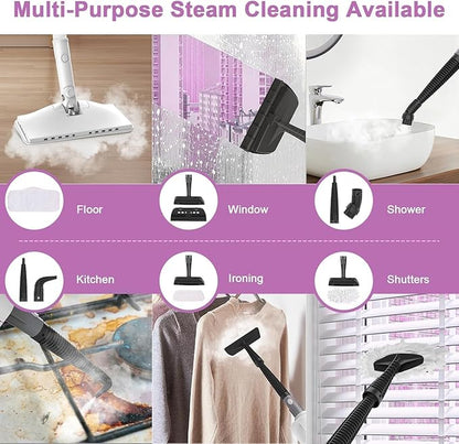 6-in-1 Steam Mop, 1200W Rotated Steam Cleaner for Home, 2 Modes, 400ML Removable Tank, 23FT Power Cord, 2 Pads, Multi-Surface Steamer for Hard Floor, Laminate Floor, Tiles Cleaning (First Frost)