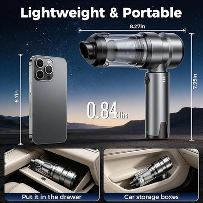 Handheld Cordless Car Vacuum Cleaner - 21000PA Brushless High Power & Multi-Nozzles Car Vacuum, 4-in-1 Portable Mini Air Duster for Car Home Office Pet