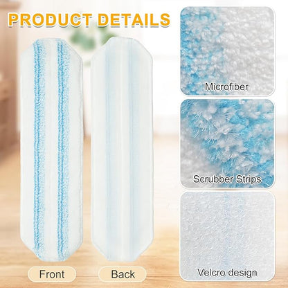 Mop Pads for OCedar H2prO Flat Mop System, 6 Pack Mop Heads Replacements for Ocedar H2prO Flat Mop, Microfiber Reusable Machine Washable Durable Long-Lasting Mop Refills Safe on Various Floors