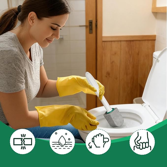 Pumice Stone Toilet Bowl Cleaner, 8 PCS Bathroom Accessories with 2 Handles and 6 Pumice Stone, Pumice Stone for Cleaning for Remove Hard Water Stains, Rust & Lime from Toilet, Tub, Tile, Grill & Pool