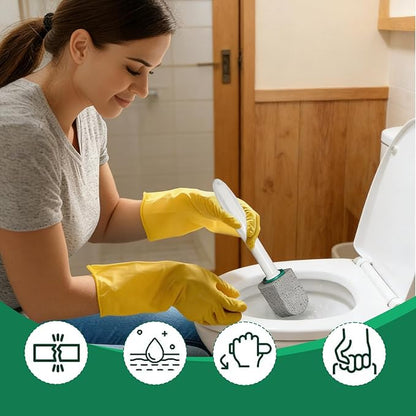 Pumice Stone Toilet Bowl Cleaner, 8 PCS Bathroom Accessories with 2 Handles and 6 Pumice Stone, Pumice Stone for Cleaning for Remove Hard Water Stains, Rust & Lime from Toilet, Tub, Tile, Grill & Pool