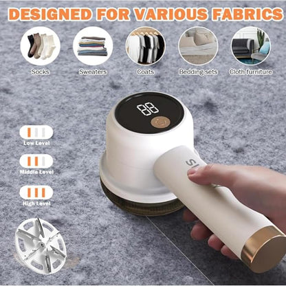 Q20 Fabric Shaver, Rechargeable Lint Remover, 3-Speed with LED Display (White)
