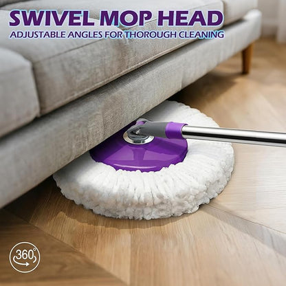 Spin Mop and Bucket with Wringer Set,Masthome 360°Spinning Bucket System with 3 Reusable Pads,EasyWring Microfiber Mop and Buckets for Floor Cleaning, Wet Dry Floor Mop for Home & Office
