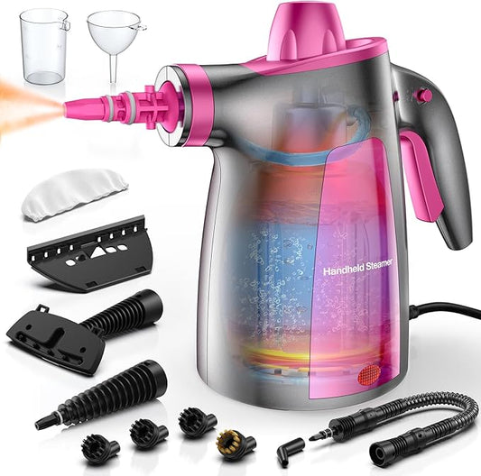 LABIGO Steam Cleaner, Pressurized Handheld Multi-Surface Natural Steam Cleaner with 12pcs Accessory & Safety Lock, Portable Steamer for Cleaning Home, Kitchen, Bathroom, Car, Upholstery, Grout, Window