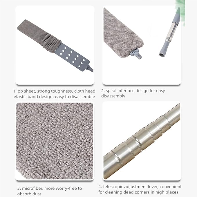 Retractable Gap Dust Cleaner, Extendable Microfiber Duster with Bendable & Removable Head, 2025 New Reusable Washable Dusting Wand for Home,Ceiling,Blinds,Under (1pc)