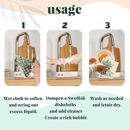 Bless This Home Swedish Dishcloths for Kitchen, Home Sweet Home, Swedish Dish Cloths for Home, Papaya Reusable Paper Towels, 4 Pack Dish Towels for Kitchen, Reusable Paper Towels Washable