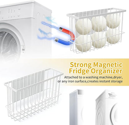 Magnetic Dryer Ball Holder Basket for Laundry Room,Magnet Lint Bin Dryer Ball Laundry Organizer, Iron Wool Dryer Ball Fridge Container Basket for Laundry Room Organization Home Storage