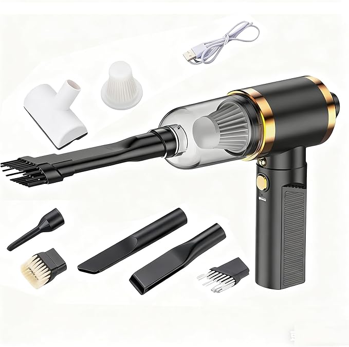 Car Vacuum Portable Cordless,Car Vacuum Cleaner high Power, Home Handheld Vacuum 30Mins with battery,Black Vacuum Cordless 5000mAh,Small Handheld Vacuum for Car, Home, Pet Cleaning,Office.(Black)