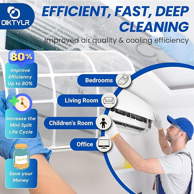 Oiktylr Mini Split Cleaning Kit Bag with 2L High Pressure Sprayer, Air Conditioner Cleaning Kit with Waterproof PVC AC Cleaning Cover Bib with HVAC Cleaning Tools, Large