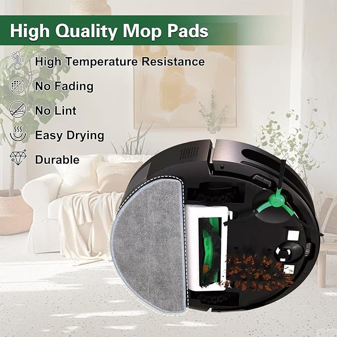 6 Pack Mop Cloth Compatible with iRobot Roomba Combo Essential Y0140 Y0110 Y0540 Q0520, 105X/105/104 Combo Robot Vacuum Cleaner, Microfiber Washable Mop Pad Replacement Accessories Parts