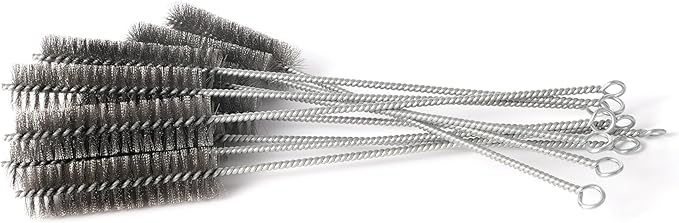 12 Inch Pipe Cleaning Brush Set with Stainless Steel Bristles, Steel Wire Tube Brush Kit for Auto Parts Polishing, Machining, Bottles, Tubes, Etc.（25mm-10pcs）
