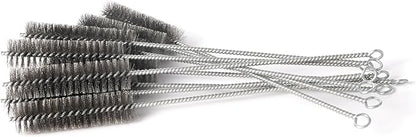 12 Inch Pipe Cleaning Brush Set with Stainless Steel Bristles, Steel Wire Tube Brush Kit for Auto Parts Polishing, Machining, Bottles, Tubes, Etc.（25mm-10pcs）