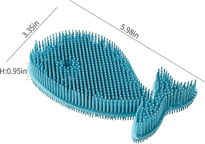 Fox Run Silicone Whale Dish Scrubber, 6" Multipurpose Kitchen Cleaning Brush