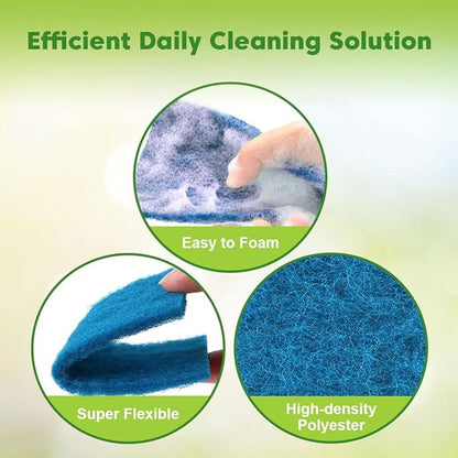 UNIMADE Non-Scratch Scouring Pads, 96Pcs Household Scour Pads for Kitchen, Garage and Outdoors, Reusable Dish Scrubber Pads for Pan and Metal Grill - Blue