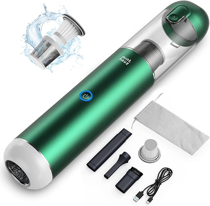 Minthouz Car Vacuum Portable Cordless 17000Pa - 120W Handheld Vacuum Rechargeable with Blower, Ultra Lightweight Mini Vacuum Cleaner with 2 Filters for Car Home Pet Office Keyboard