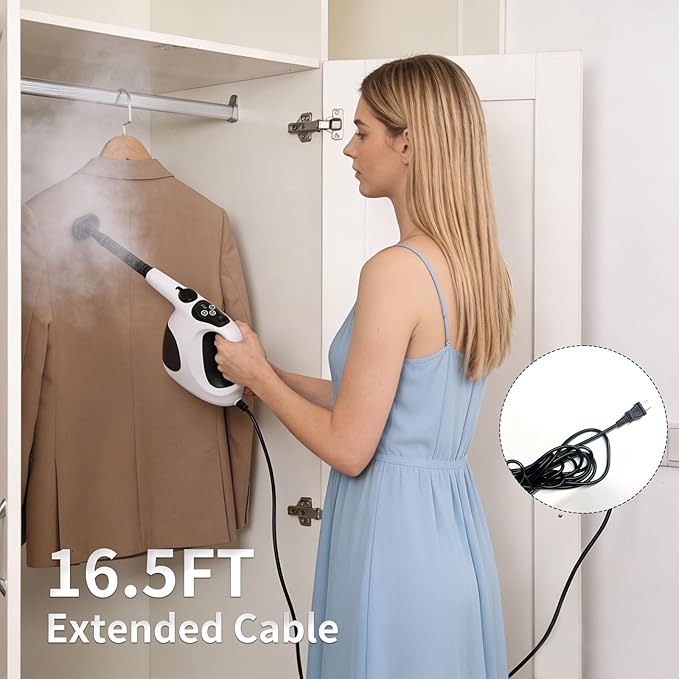 Handheld Steam Cleaner for Home,3s Instant Heated-Up Steam Cleaner,16.5ft Power Cable,Safety Lock,Quick Refill Handheld Steamer for Home Kitchen Grout Tile Shower Cleaning