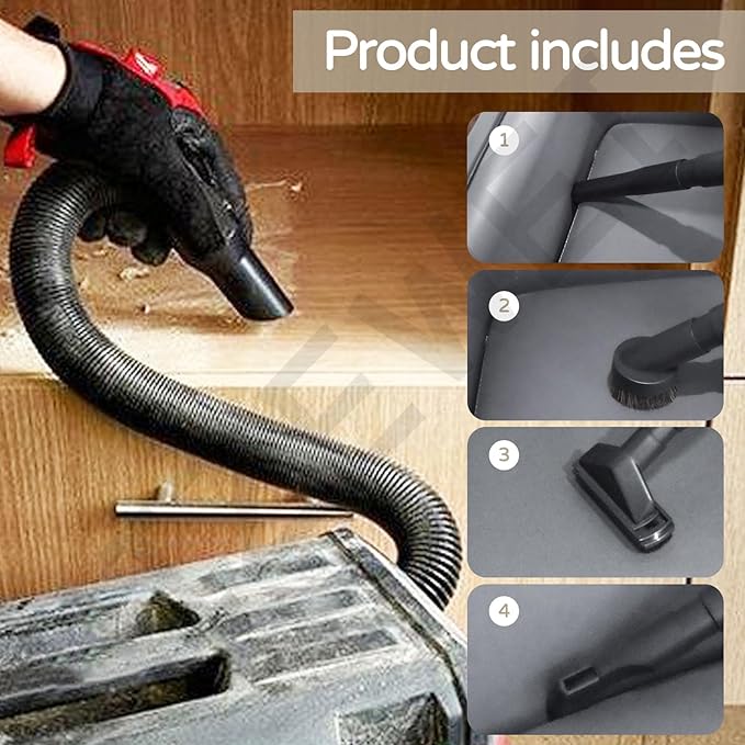 14-37-0105 18V Wet/dry Vac Hose Assembly with Universal Attachments Adapter Kit for 18v/28v Vacuum 0880-20 0970-20 (Internal Storage), Use to Pick Up Dust and Debris