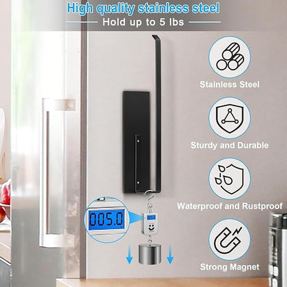 Paper Towel Holder Black, Toilet Paper Roll Holder Magnetic Towel Rack No Drilling Fridge Organizer Shelf for Towels Rolls Bar Bathroom Toilet Pantry RV Essentials Kitchen Organizer and Storage 2 Pack