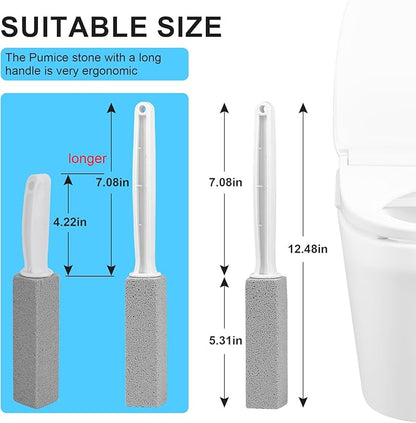 Herda 2 Packs Toilet Pumice Stone with Long Handle, Pumice Stick Removes Hard Water Ring, Calcium Deposits, Rust Buildup, pumice stone for Cleaning Stove, Bathtub, Grill, Swimming Pool, Sink