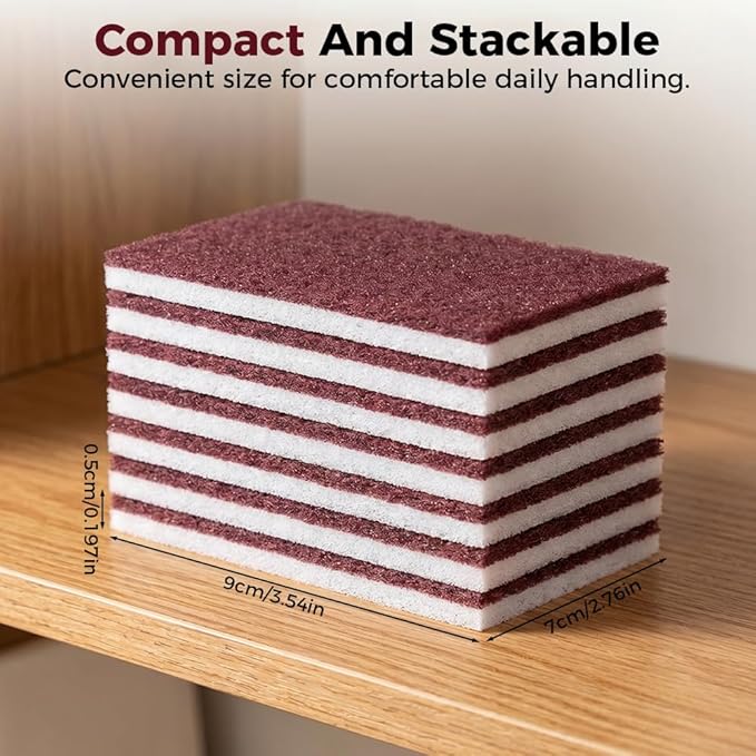 Carborundum Sponge Pads, Heavy Duty Scouring Sponges for Stainless Steel Pans, Reusable Cleaning Scrub Pads, Removes Grease Stains, Kitchen Dish Cleaning Tools (40)