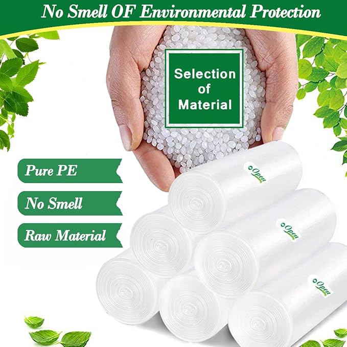 Hommaly 2.6 Gallon 120 pcs Small Clear Trash Bags, Strong 2.5 Gallon Garbage Bags, Bathroom Trash Can Bin Liners Unscented, Mini Plastic Bags for Office, Waste Basket Liner, Fit 6-10 Liters, 2-2.6 Gal