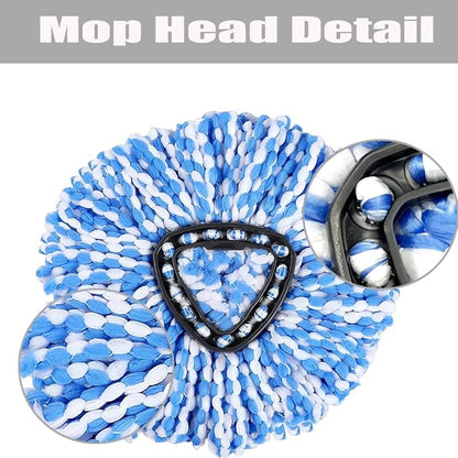 ANREKEYH Spin Mop Head, Base, Handle Replacement for O-ceda EasyWring RinseClean Microfiber Spin Mops, 2 Microfiber Mop Refills, 1 Triangle Head Cover and 30-58in Handle (Blue (2-Tank System))