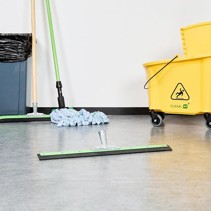 Restaurantware-SQUEEGEE ONLY: Clean Tek Professional 24 Inch Floor Squeegee, 1 Broom With Rubber Blade - Handle Sold Separately, Heavy-Duty, Green Steel Wiper, Ideal For Floor, Tiles