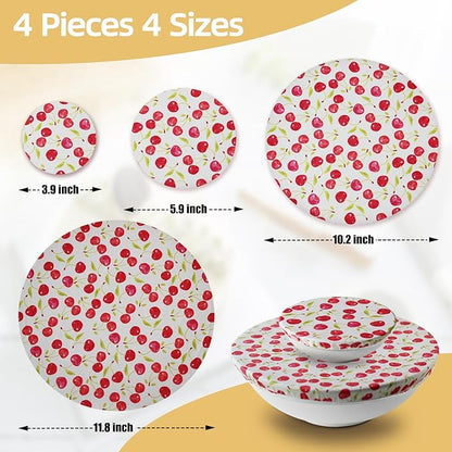 4PCS Reusable Beeswax Bowl Covers for Bread Proofing, Washable Sourdough Proofing Covers, Elastic Cotton Dish Domes for Food Storage