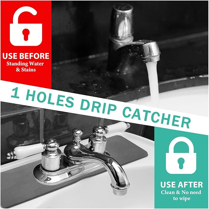 Tioncy 2 Pcs Faucet Mat Sink Splash Guard Oval-hole Oval Splash Pad for Kitchen Sink Oval Base Diatomite Faucet Mat for Bathroom Absorbent Mat Splatter Screens(Dark Gray)
