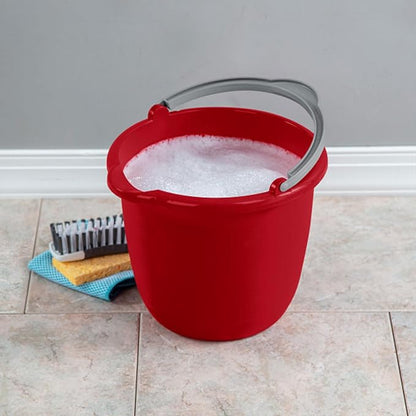Sterilite 10 Qt Spout Pail with Handle, Bucket for Household Cleaning, Washing The Car, and Mopping, Spout to Easily Pour Water, Red, 36-Pack